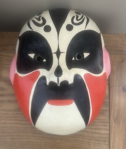 Asian (China or Japan) Opera Kabuki Mask Paper Mache Painted Wall Decor Costume