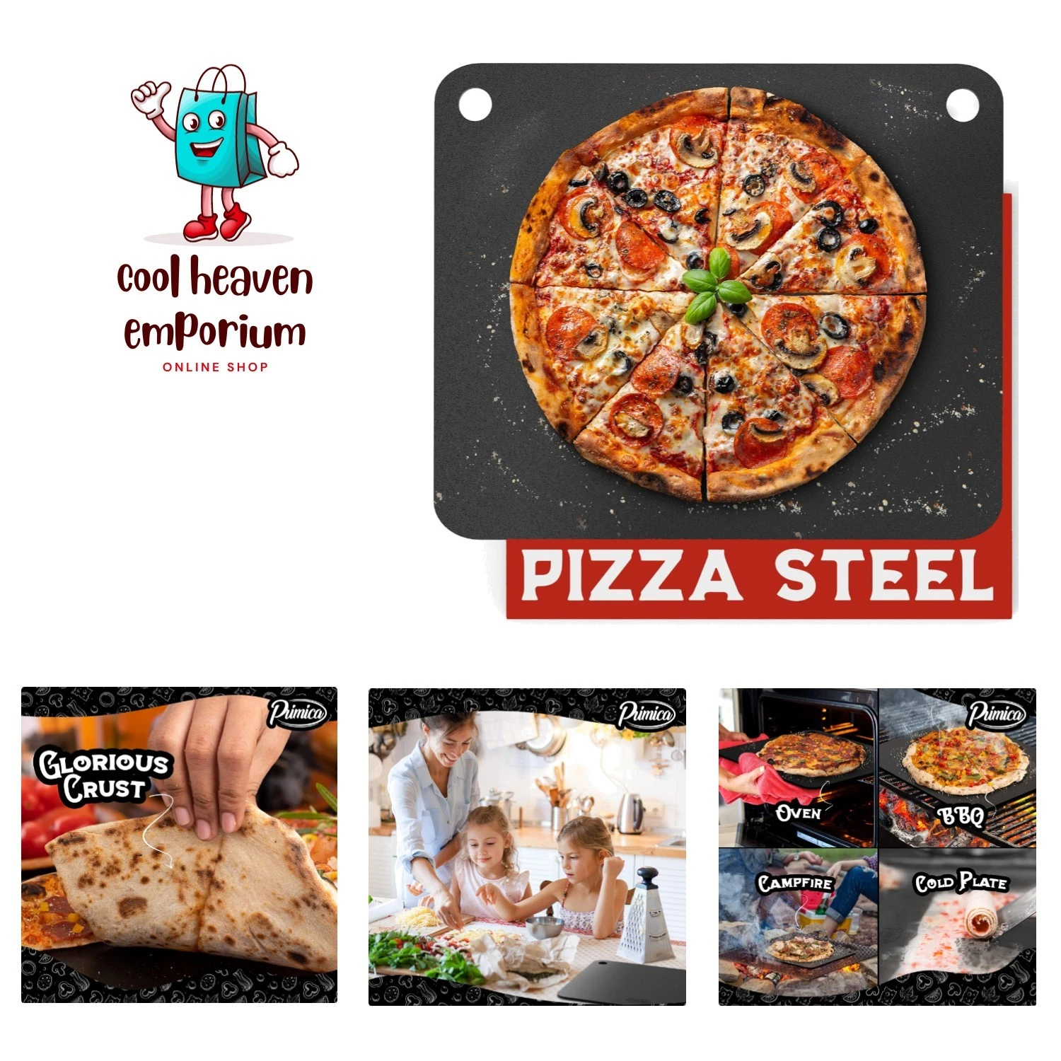 Ultimate 16"x13.4" Pizza Steel: Faster Oven & Grill Baking - Healthier Cooking
Opens in a new window