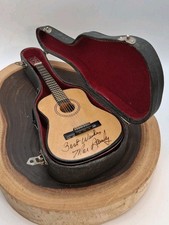 Vintage Miniature Acoustic Guitar  Carrying Case Moe Bandy Autographed 
