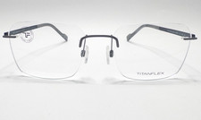 Brille TITANFLEX 823017 Metallic Blau Randlos Brillengestell  Neu