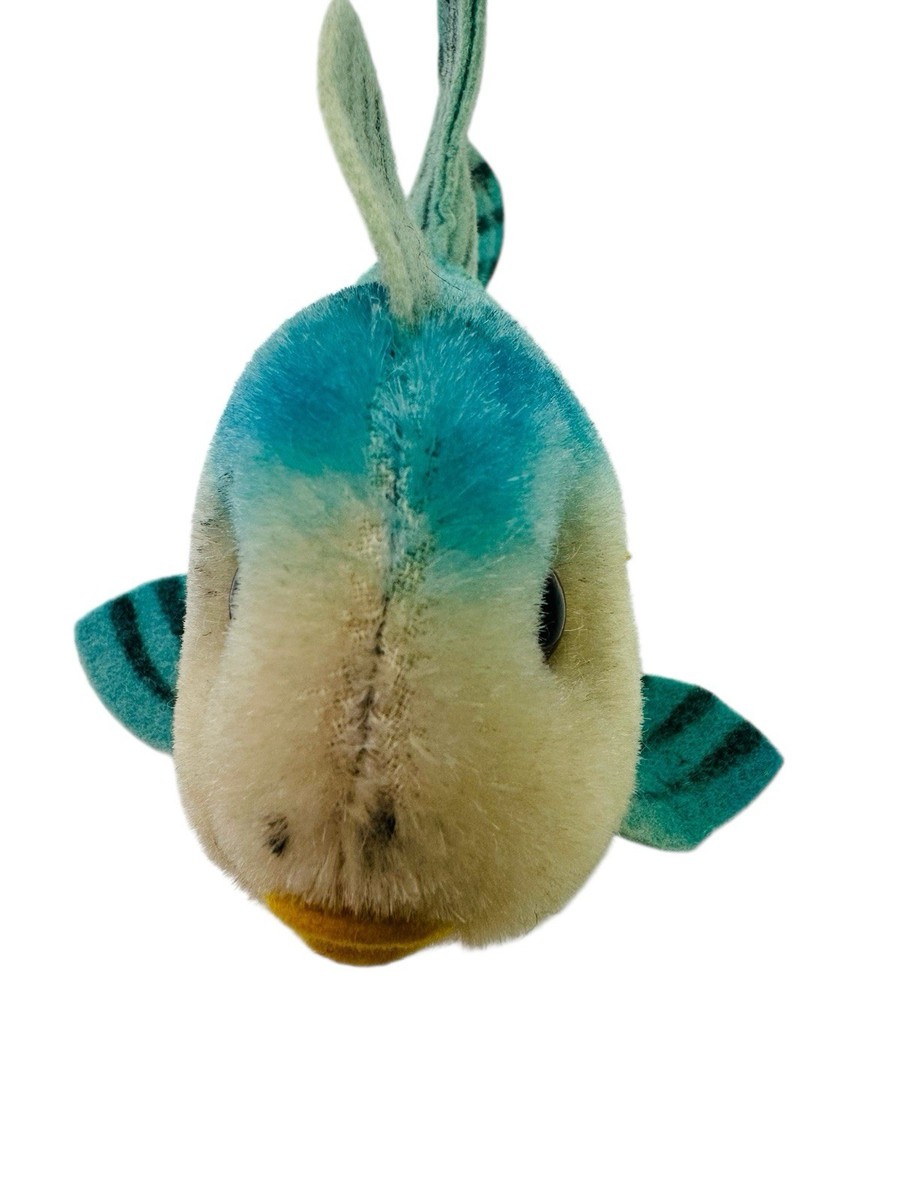 Vintage 1960's Steiff Mohair Tropical Blue Fish Flossy Germany 5