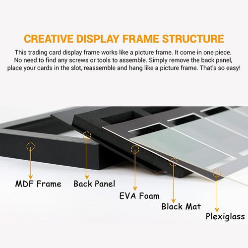 3 Trading Card Display Frame Wall Mount UV Protection Real Glass Card Display US - Picture 2 of 11