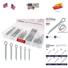 250 Pcs Cotter Pins Kit - 304 Stainless Steel Cotter Pin Assortment Kit - 6 S...