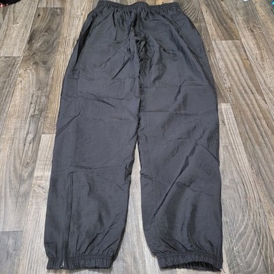 Vintage Reebok Jogger Pants Mens Large Black Nylon Ankle Zip Drawstring