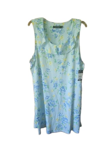 LAUREN Ralph Lauren Women Cotton Floral Nightgown Blue Multicolor SZ XL New - Picture 9 of 9