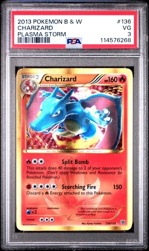 2013 POKEMON B&W PLASMA STORM #136 CHARIZARD PSA 3