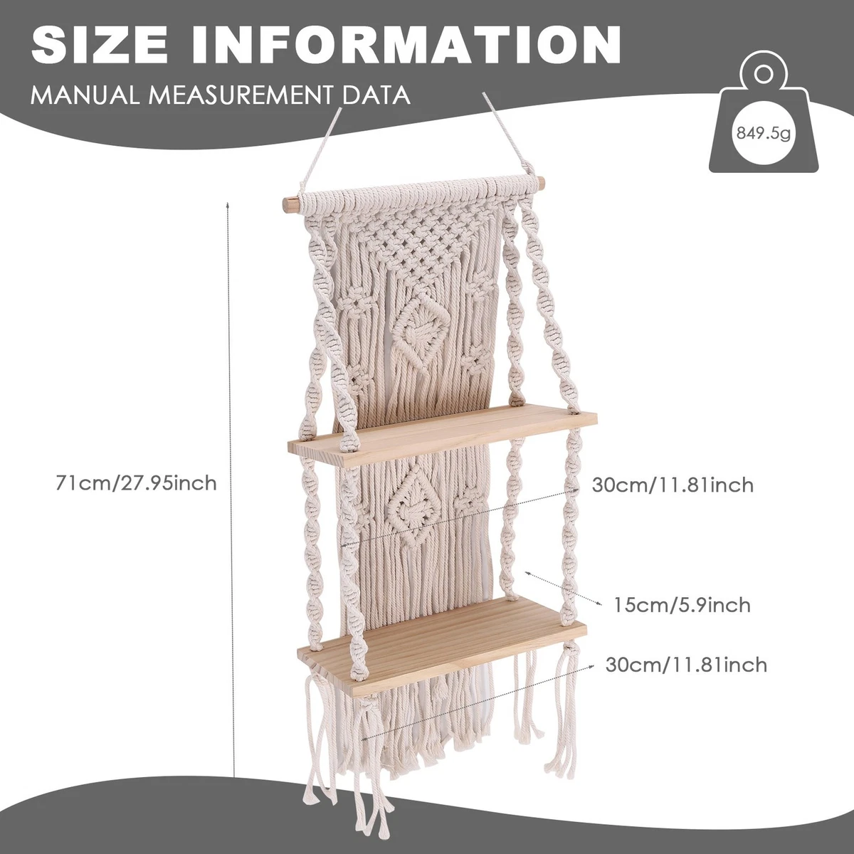 Handmade Tassel Macrame Wall Hanging Shelf Boho Cotton Rope Woven Tapestry3867