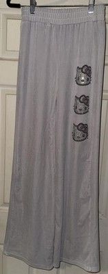 Hello Kitty x Forever 21 Pants Womens Small Gray Lounge Wide Leg Sequin Patch