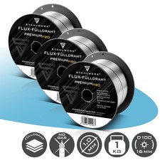 STAHLWERK 3er Set FLUX F&uuml;lldraht E71T-GS 1 mm 1 kg Drahtrolle D100 MIG MAG