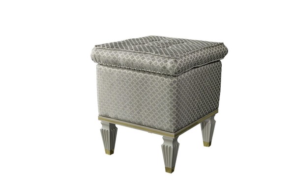 Hocker Grau Polster Bank FußHocker Schlafzimmer Ottomane Sitzhocker Sitzpouf-image