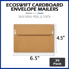 35 - 6.5x4.5 "EcoSwift" Brand Self Seal Photo Cardboard Envelope Mailers BROWN