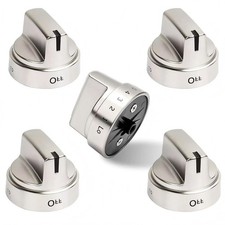 5 Pack Stainless Steel Look Control Knob Kits For GE Gas Range Stove WB03X24818