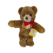 Steiff Cosy Teddy Bear Plush 11" Brown Red Bow Vtg 1980 s No Ear tag