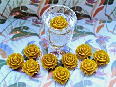 10x reines Bienenwachs schwimmende Rose Teelicht Kerzen Hochzeit Party Geschenk umweltfreundlich