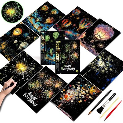 Scratch Art for Adults and Kids-Glow in The Dark Scratch Painting Craft Kit 8...