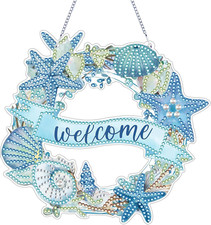 Hanging Diamond Art Kits for Adults,sea Beach Pendant Diamonds Painting Art Kit,