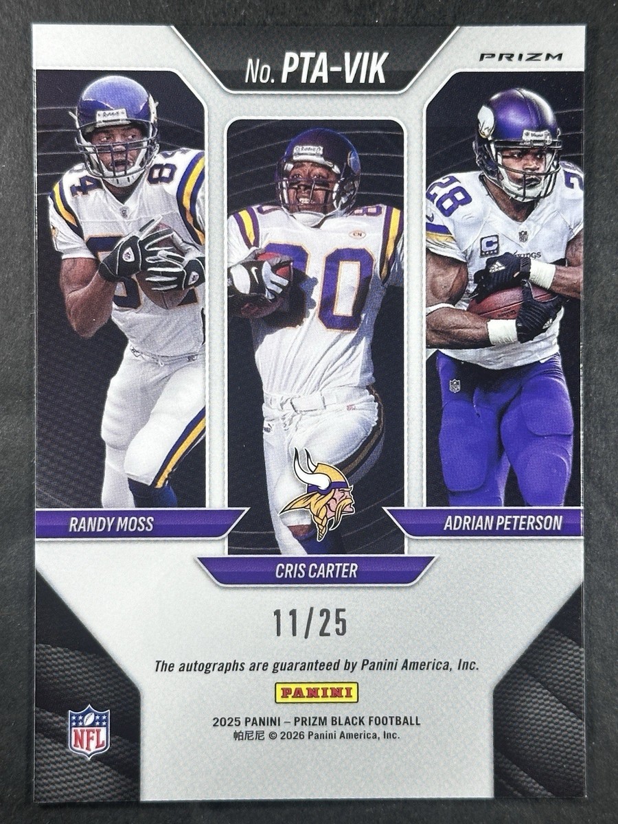 TUNEXX アティク ポラ サイン入り MINIRECORD 2025 Panini Prizm Black Carter/Moss/Peterson Triple Auto Mojo
