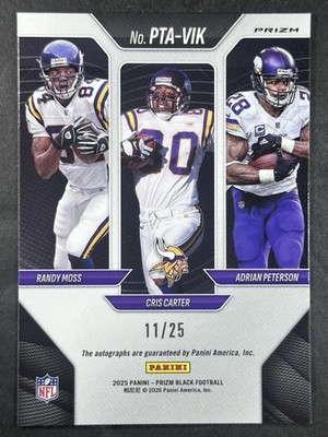 2025 Panini Prizm Black Carter/Moss/Peterson Triple Auto Mojo