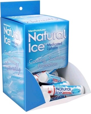 Mentholatum Natural Ice Cherry Medicated Lip Balm, Hydrating Lip Care 48 Sticks