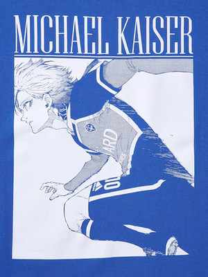 Uniqlo Blue Lock UT Grafik T-Shirt Blau Michael Kaiser Anime Manga Shonen...