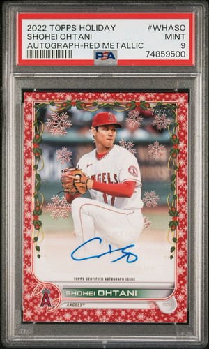 2022 Topps Holiday Shohei Ohtani /25 Auto Red Metallic SSP Angels PSA 9 DODGERS