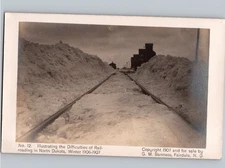 c1907 Snow Railroad Grain Elevators Depot Train FAIRDALE North Dakota ND RPPC