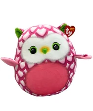 Ty Squish-a-Boo (Squishy Beanies) - Tootie the Pink Owl, Medium (9"), MWMT