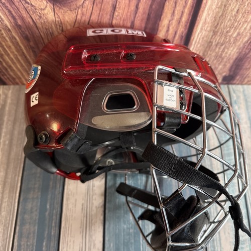 Vintage Rare CCM Tacks Translucent Red Hockey Helmet 51-56 CM w/ Cage P/S - Bild 4 von 6