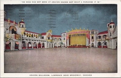 Aragon Ballroom Chicago IL Postcard 1940s Linen Kropp Kay Kyser Big Band Era