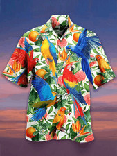 Tropical Parrot Hawaiian Shirt Unisex Full Size Adult Colorful