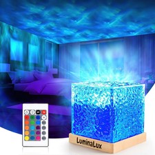 Night Light, 16-Color RGB LED Crystal Cube Lamp, Remote Control Dimmable Water