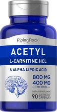 Acetyl L Carnitine | 400mg | 90 Capsules | & Alpha Lipoic Acid | by Piping Rock