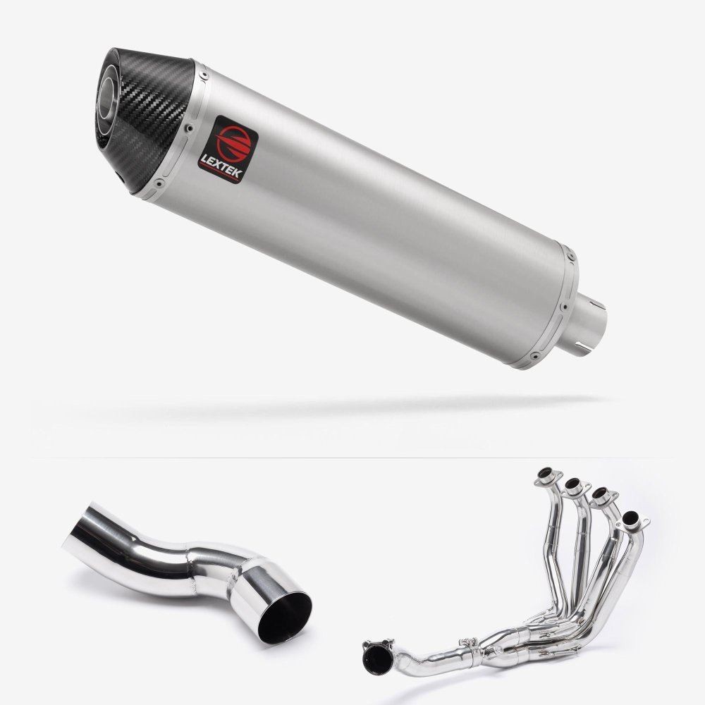 Lextek RP1 Gloss S/Steel Oval Exhaust System 400mm for Kawasaki Z900 (20-23)