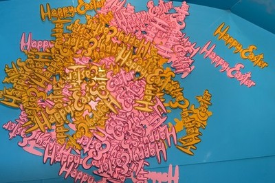 Lot of 90 Vintage Easter Cake Decoration Toppers  Happy Easter Writing