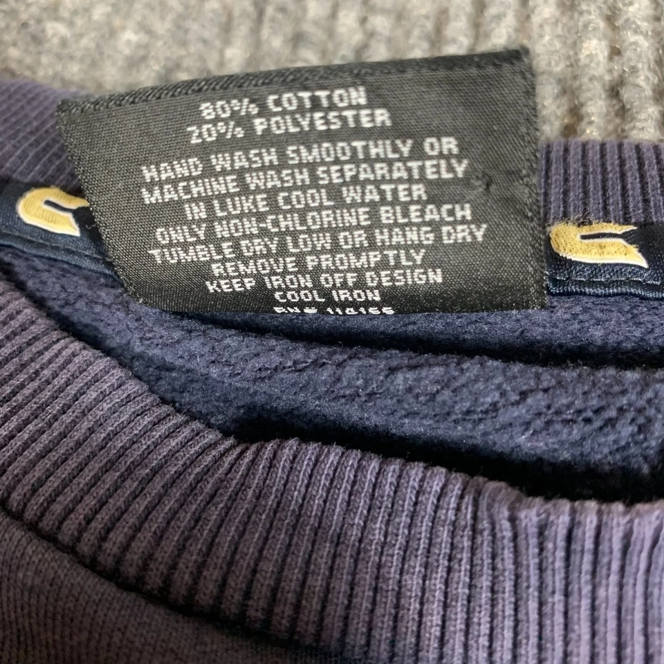 VTG Navy Sweatshirt Mens Large Blue Embroidered Paint Splatter College Retro Y2K - Image 4 of 4