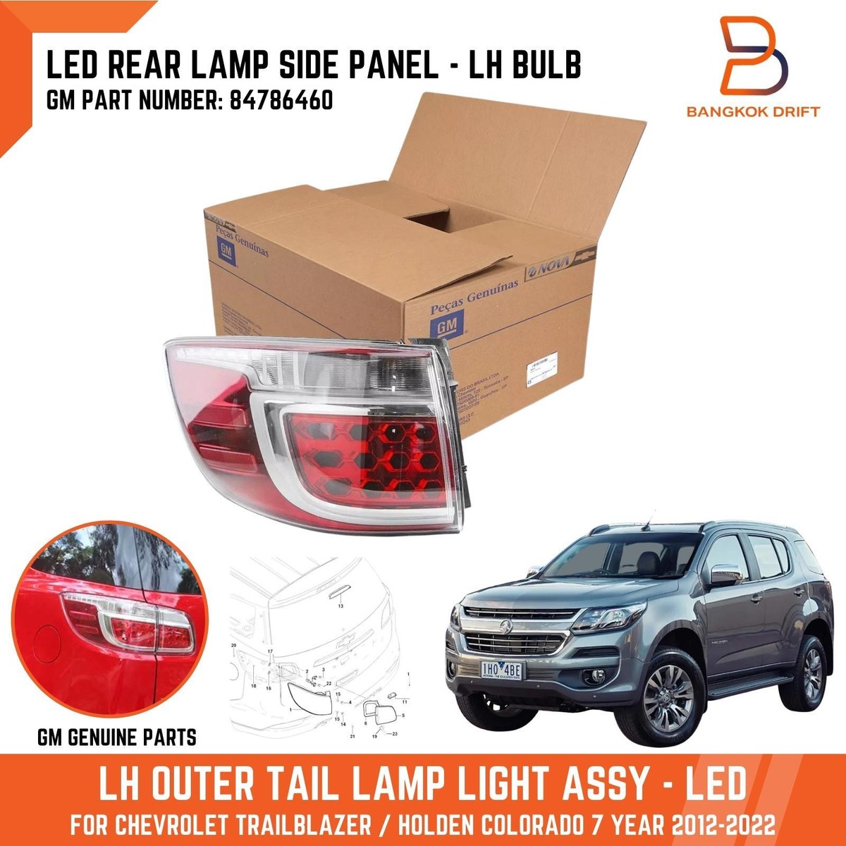 LED LH TAIL LAMP LIGHT OUT SIDE PANEL FOR CHEVROLET TRAILBLAZER 12