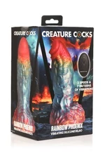 XR Brands Creature Cocks Rainbow Phoenix Vibrating Silicone Dildo, New