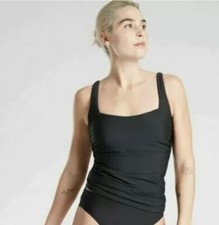 NEW Athleta Square Neck Bra Cup Tankini Swim Top 34 D/DD S Small Black NWT