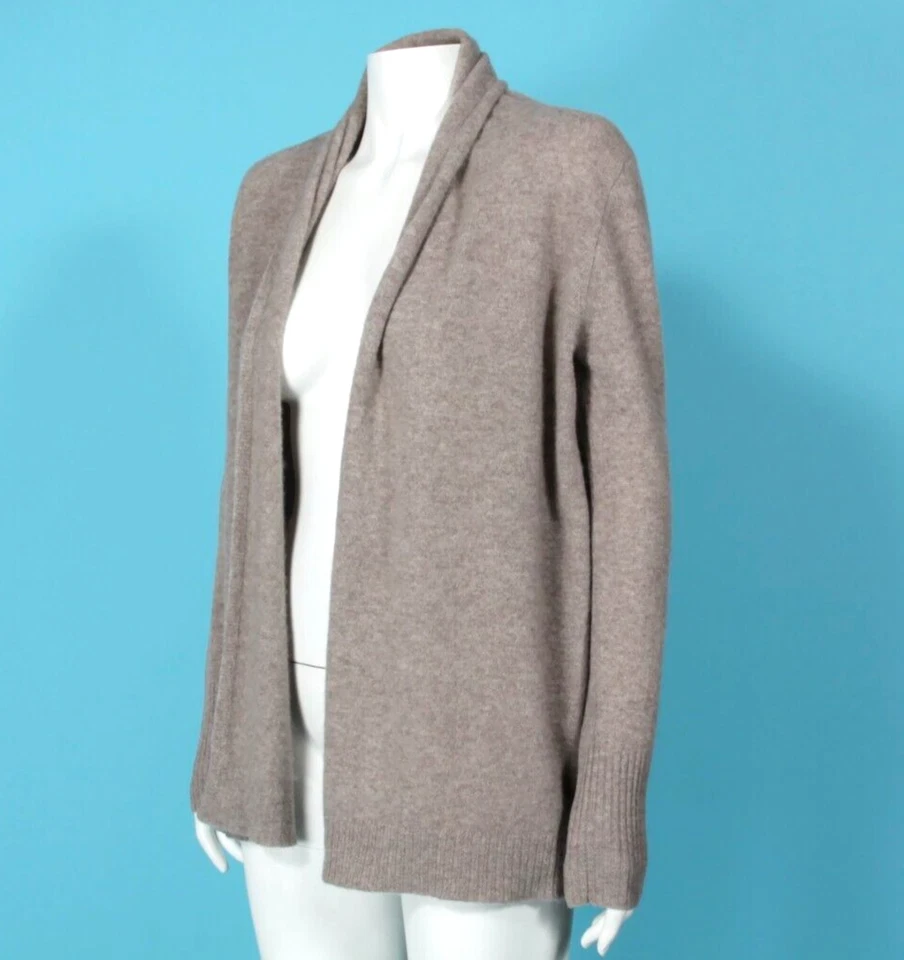 Suéter Cárdigan TAHARI 100 % Cachemira Marrón Suave Gris Frente Abierto Talla M/404 Foto 2 de 4