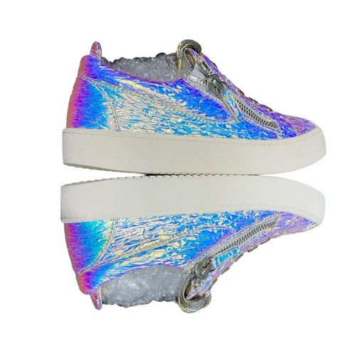 Giuseppe Zanotti Holographic Effect Platform Sneakers Perla White Size 38 US 7.5 - Picture 2 of 14