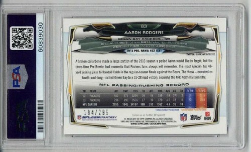 Camiseta deportiva Topps 2014 cromada blanca refractor negro #83 Aaron Rodgers/299 PSA 10 - Imagen 2 de 2