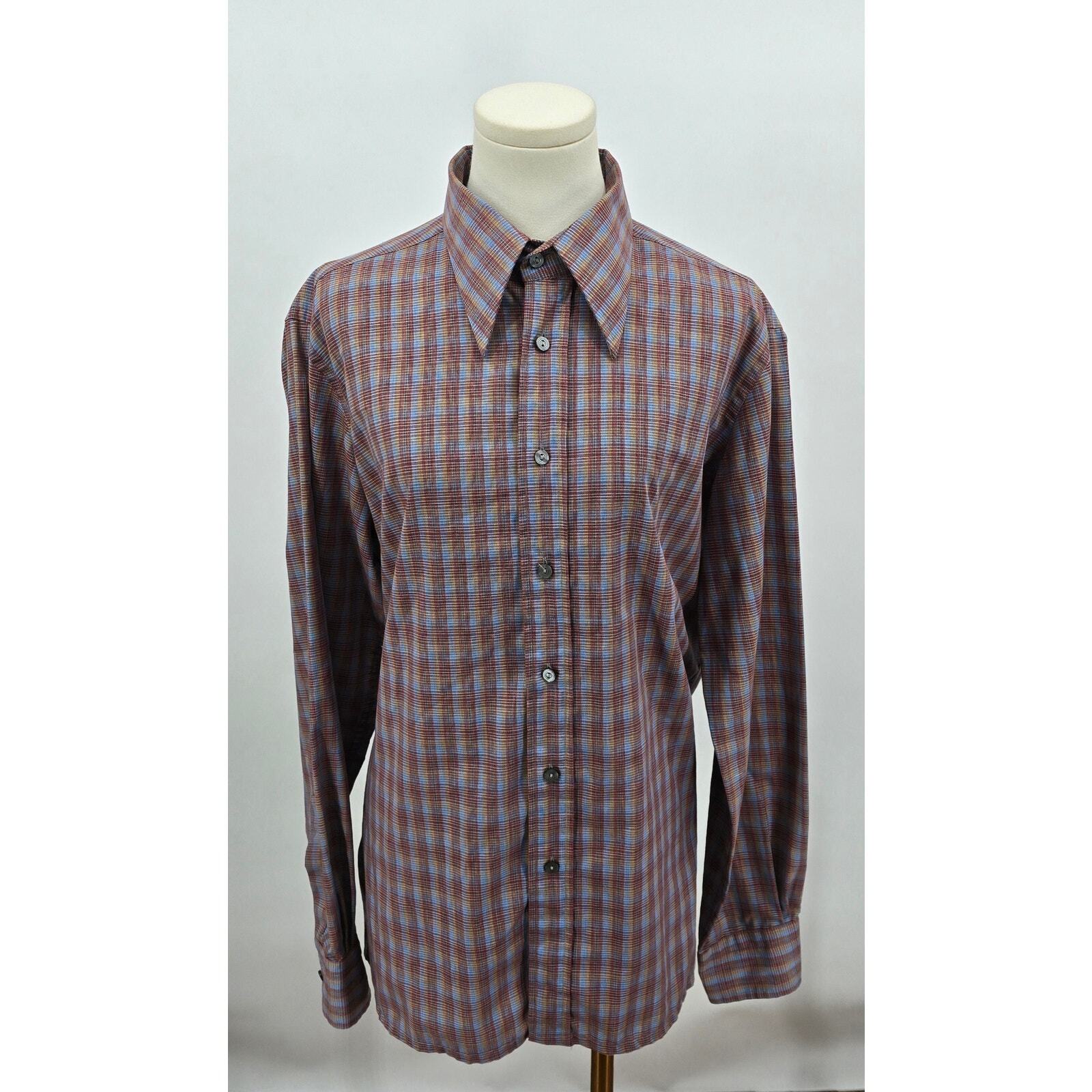 Plaid pugnale colletto vintage anni 70 Yves Saint Laurent abbottonato