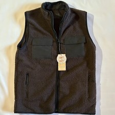 NOMAD MENS SHERPA VEST Sz. Small Brown w/ Black Trim Lined Soft Cozy NEW w/Tag