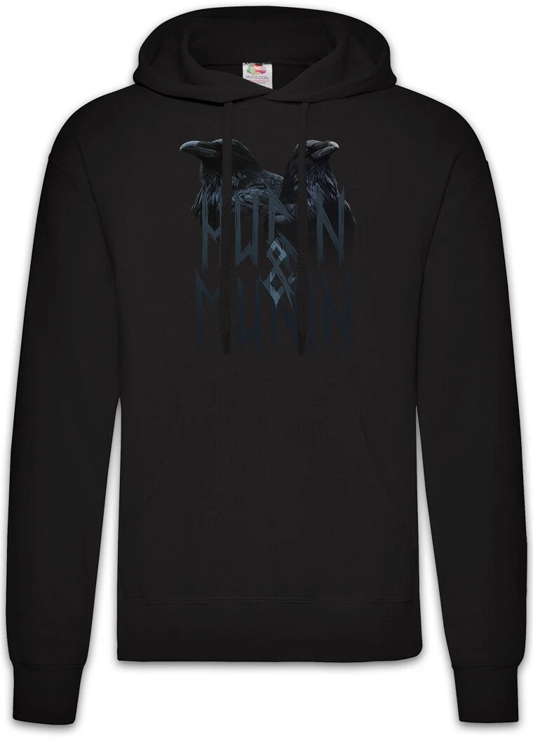 Hugin and Munin V Hoodie Pullover Odins Odhins Ravens Valhall Viking Vikings