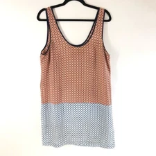 Joie Womens Shallcross Tank Shift Dress Silk Orange Blue Geometric Scoop M