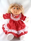 Cabbage Patch Doll Kid Girl With Blonde Yarn Hair Blue Eyes Dressed Smile teeth