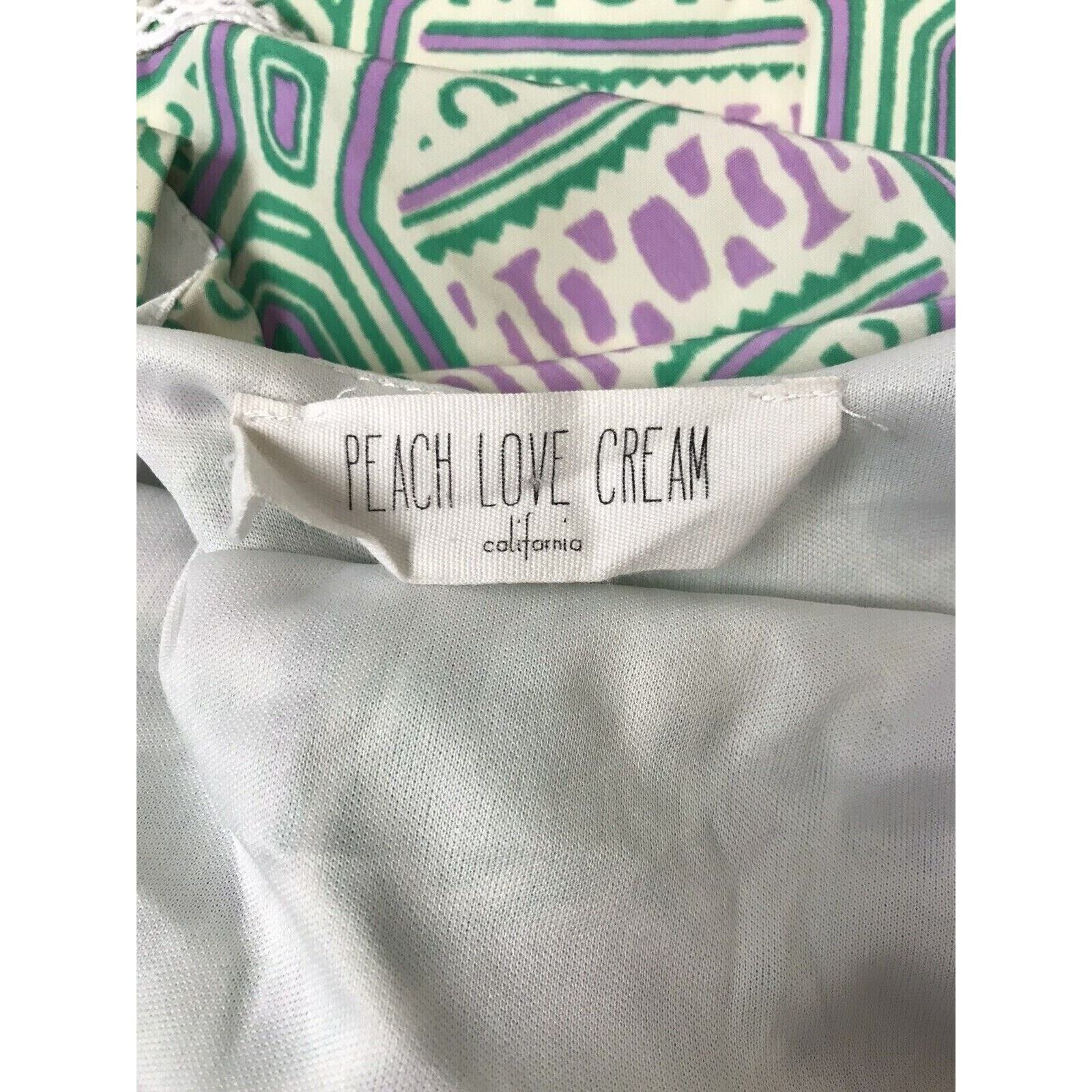 Peach Love Cream Dress Womens Medium Flounce Green Purple White image 7