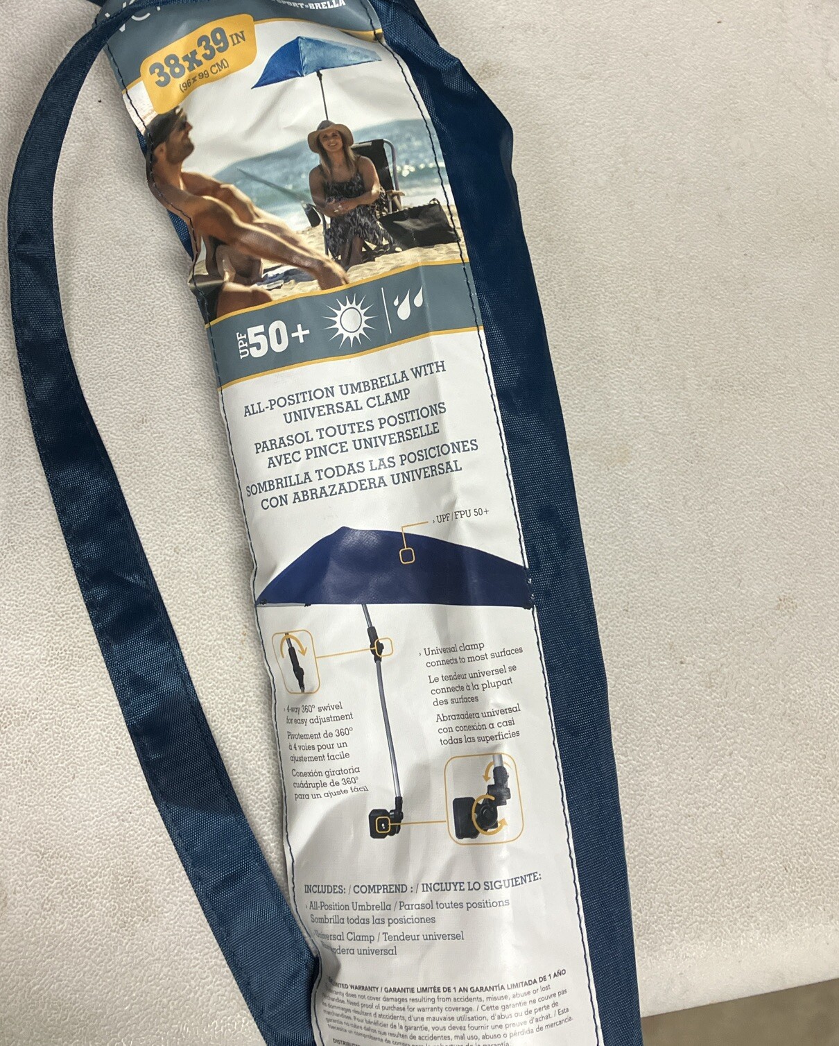 Sport-Brella SPF 50+ Adjustable Chair Umbrella with Universal Clamp NEW