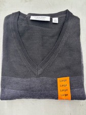 CALVIN Klein Sweater Mens Merino Wool Blend Italian Dye Yarn Black, L NWOT