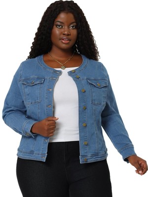 Long Sleeves Collarless Denim Jacket | eBay